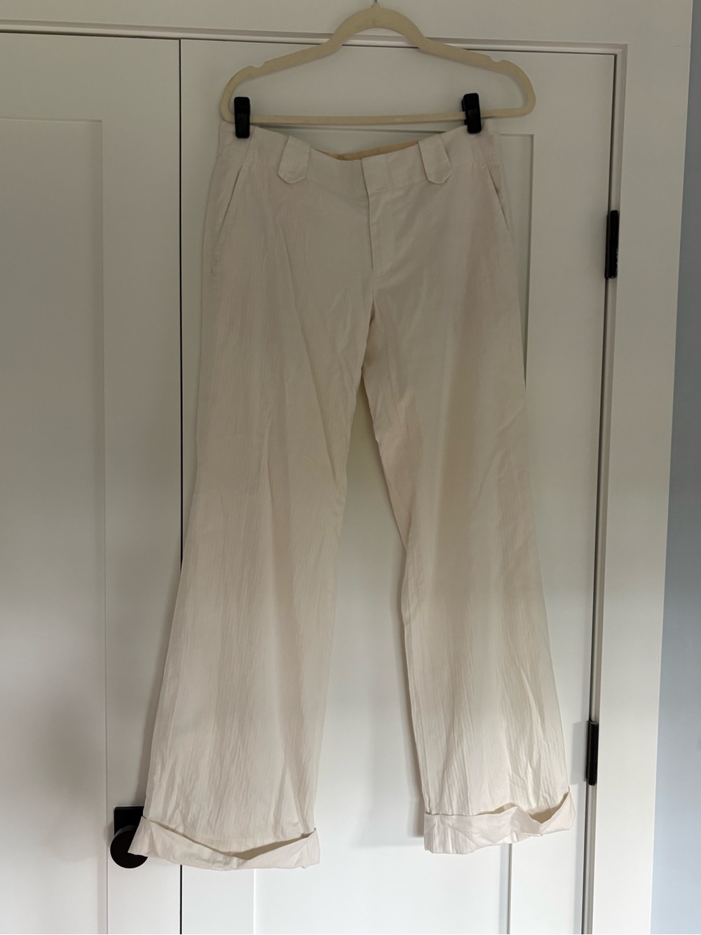 Banana Republic lined cotton silk Cream Wide-Leg Pants
